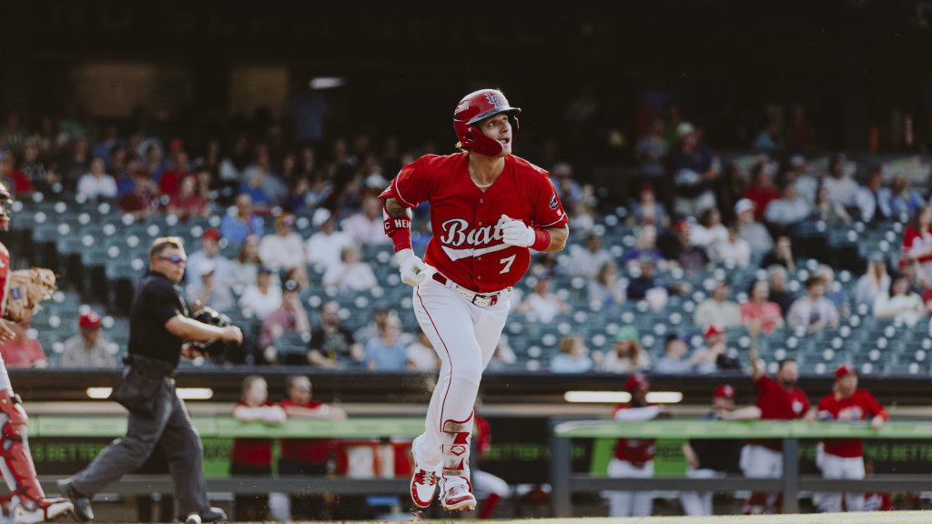 Austin Hendrick honors his home run shot against St. Paul on Thursday.