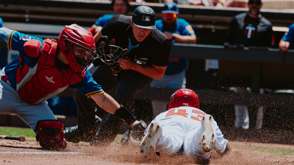 Hector Rodriguez got thrown out at the plate in Wednesday's 4-3 loss.