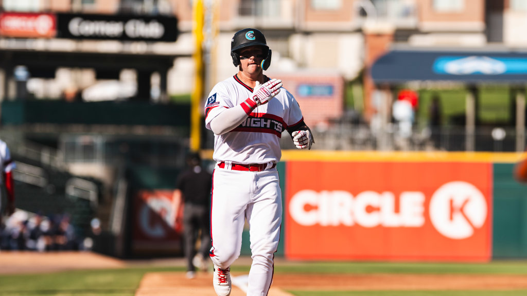 Korey Lee circles the bases after clubbing his 16th Home Run of the season. The blast helped lead the Knights to a 5-3 win over the Bulls.