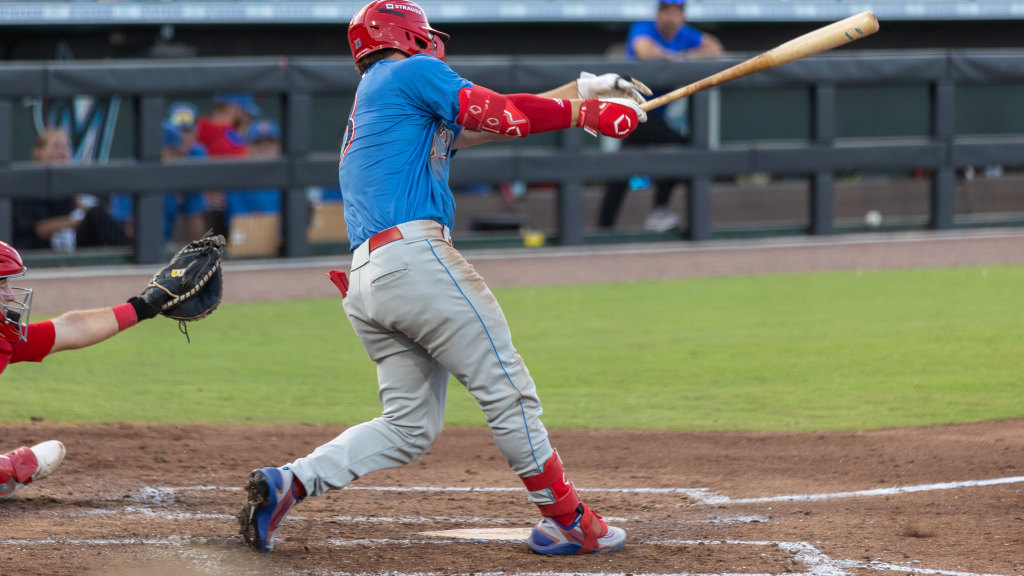Phillies outfield prospect Nathan Humphreys smacks a double in a Threshers win over Palm Beach.