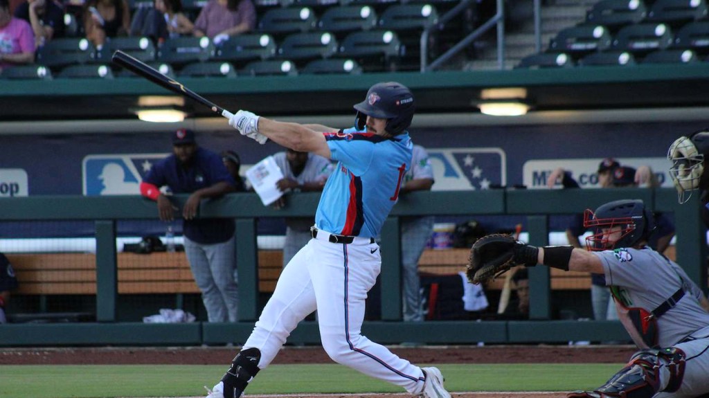 Brandon Compton blasts a grand slam but Jacksonville falls in 10 innings to the RailRiders. (Skylar Catherwood/Jacksonville Jumbo Shrimp)