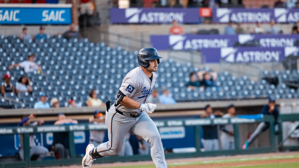 Brandon Compton was 3-for-5 with a solo homer in his Double-A debut for the Blue Wahoos on Tuesday.