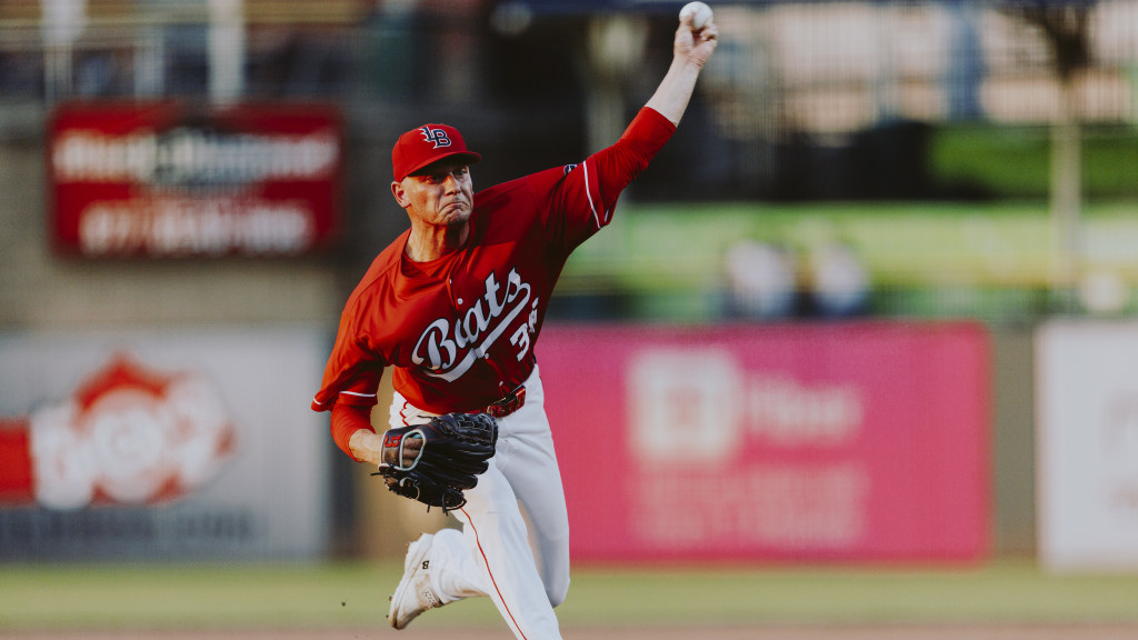 Anthony Misiewicz fires a pitch against Iowa.