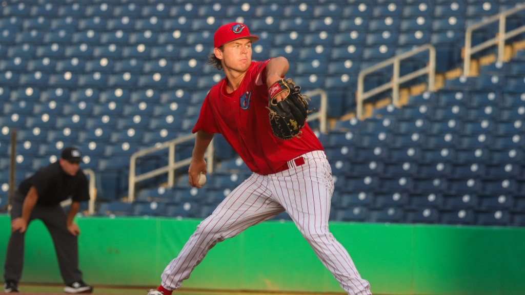 Phillies seventh-round draft pick Matthew Fisher fires in a strike during a win for the Threshers.