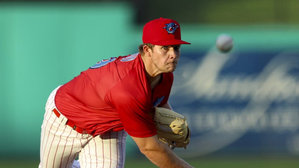 Phillies pitching prospect Gage Wood fires a pitch home during a start for the Clearwater Threshers