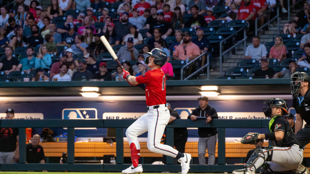 Ethan O'Donnell smashed a grand slam in Sunday's win at Durham. (Wyatt Lucovsky/Jacksonville Jumbo Shrimp)