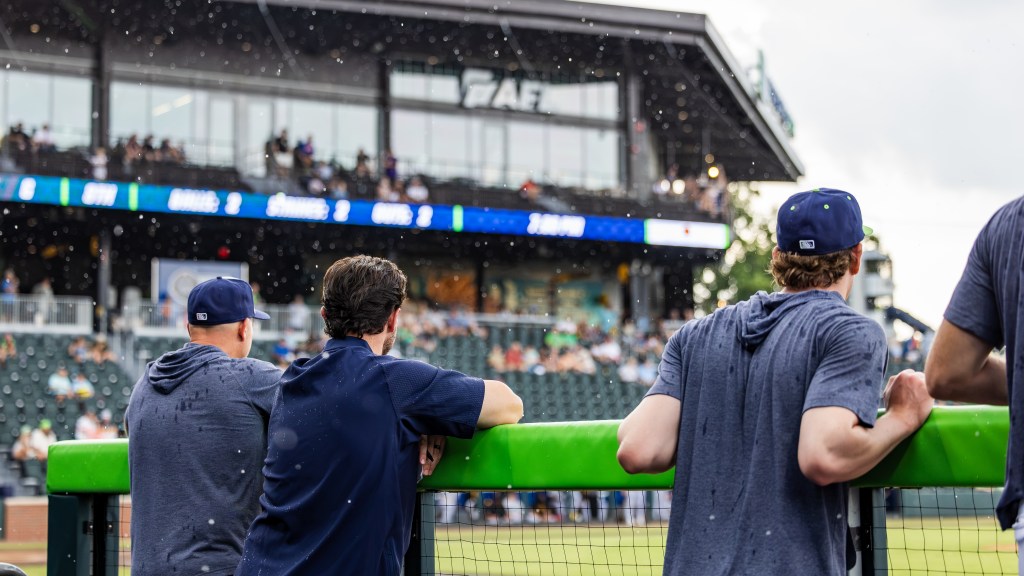 Rain falls at Fifth Third Park.