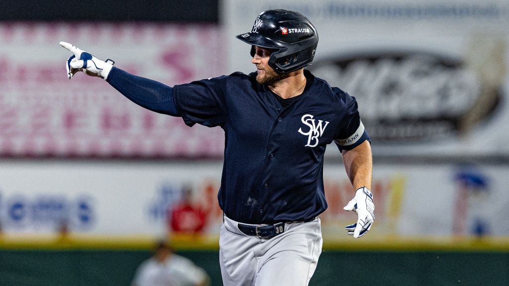 Max Schuemann hit one of the RailRiders three home runs Saturday night.