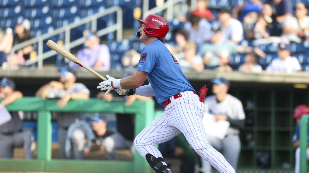 Phillies second-round pick Caden Bogenpohl connects on a base hit during his debut season for the Clearwater Threshers.