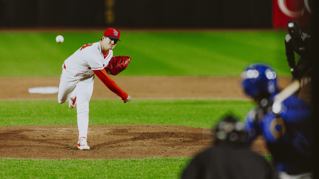 Chase Petty hurls in a pitch against Omaha.