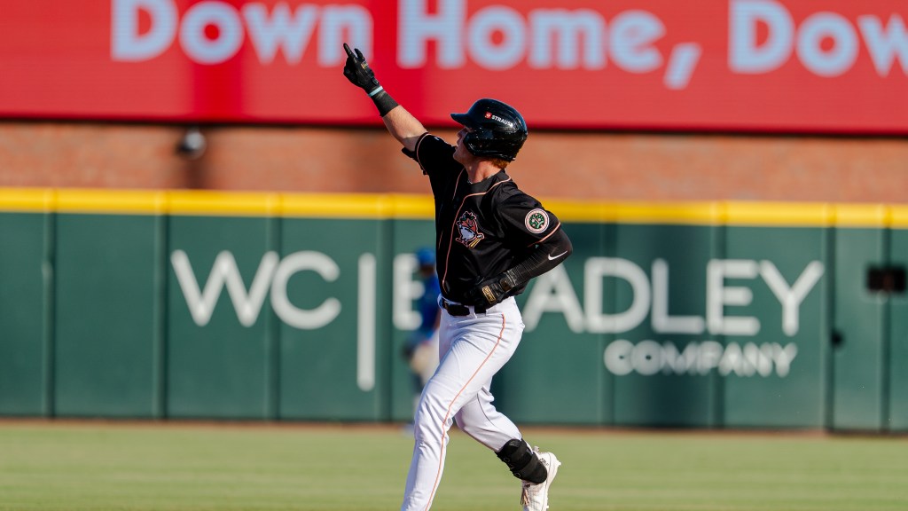 Owen Carey struck his first Double-A homer against Biloxi.