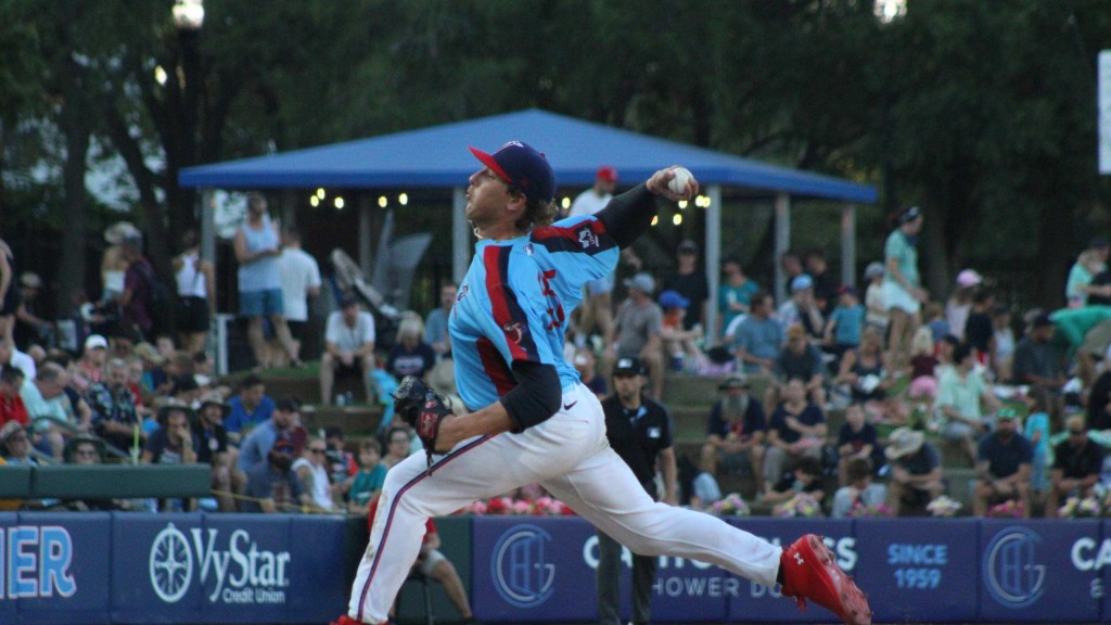 Karson Milbrandt strikes out seven over four innings against Scranton/Wilkes-Barre Friday night. (Skylar Catherwood/Jacksonville Jumbo Shrimp)