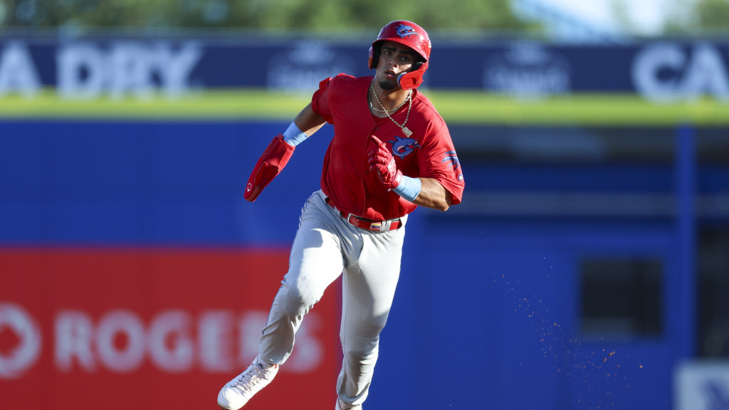 Top Phillies catching prospect Alirio Ferrebus heads for third in a road win for the Clearwater Threshers