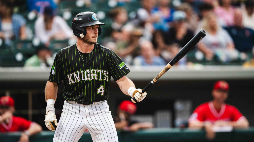 Dru Baker clubbed three doubles from the leadoff spot on Saturday evening. The Knights fell to the Red Wings 3-1.