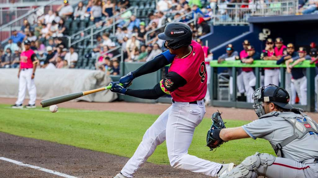 Yeison Morrobel connects on a swing.