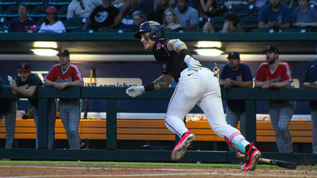 Cam Cannarella enjoyed a three-double night on Thursday. He has now reached base in 26 consecutive games, a streak tied for sixth all-time in recorded Jacksonville baseball history dating back to 2005. (Skylar Catherwood/Jacksonville Jumbo Shrimp)