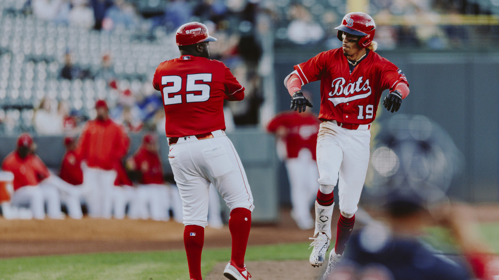 Edwin Arroyo hit one of four Bats home runs in Sunday's victory.