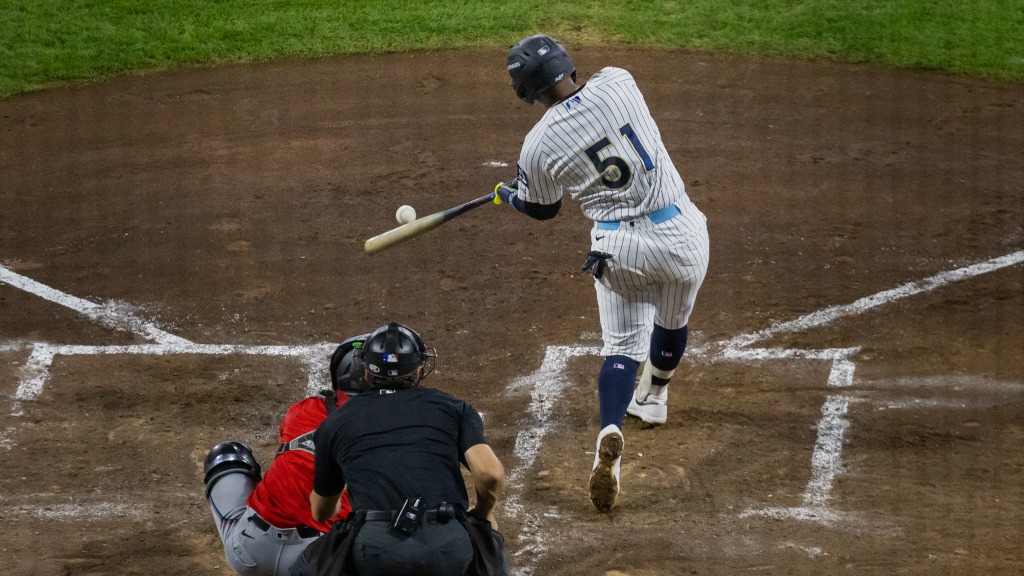 Yanquiel Fernández hits his team-leading 27th home run of the season.