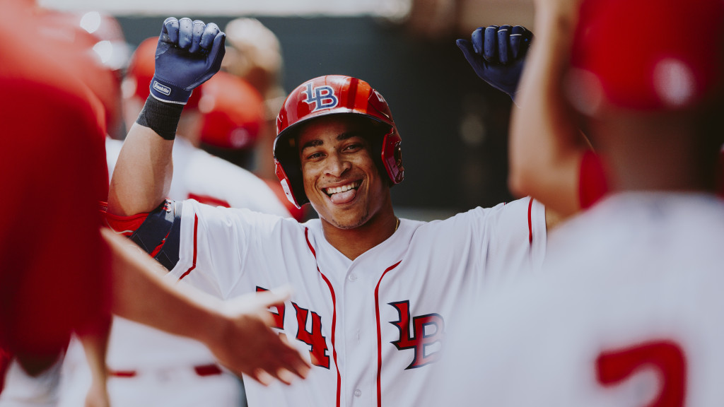 Juan Brito's first Bats home run was a three-run shot on Sunday.
