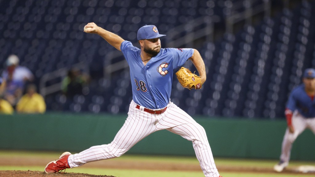 Former Phillies 13th-rounder Tegan Cain fires in a strike during a relief appearance for the Clearwater Threshers.