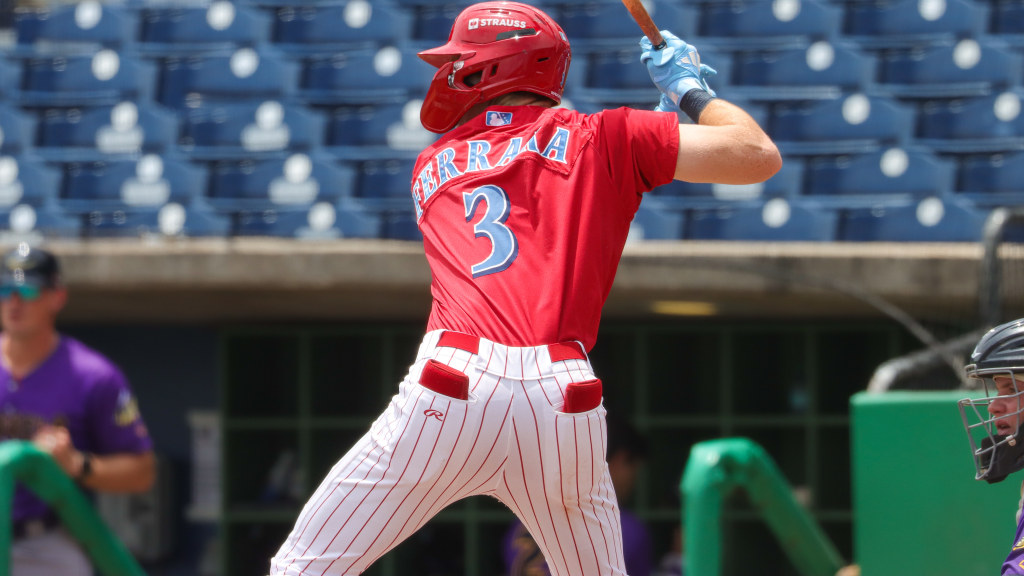 Phillies ninth-rounder Matthew Ferrara stands in the box during a Threshers win at BayCare Ballpark.