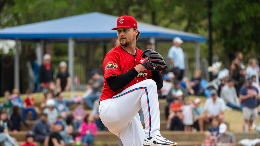 Braxton Garrett fired 8.0 shutout innings with eight strikeouts to lead Jacksonville to a win over Nashville. (Wyatt Lucovsky/Jacksonville Jumbo Shrimp)