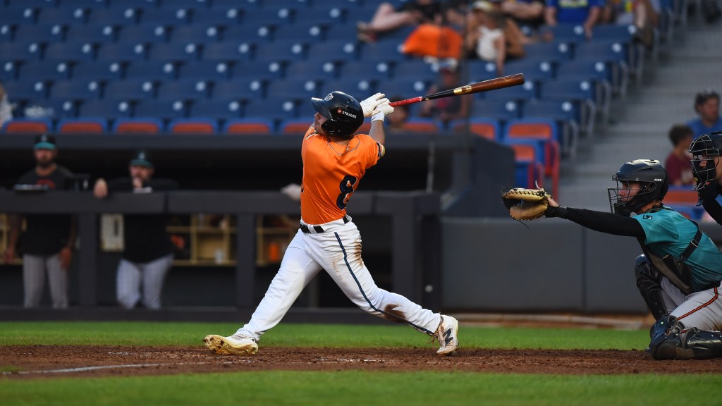 Nick Mitchell collected three extra base hits in Akron's Wednesday night win.