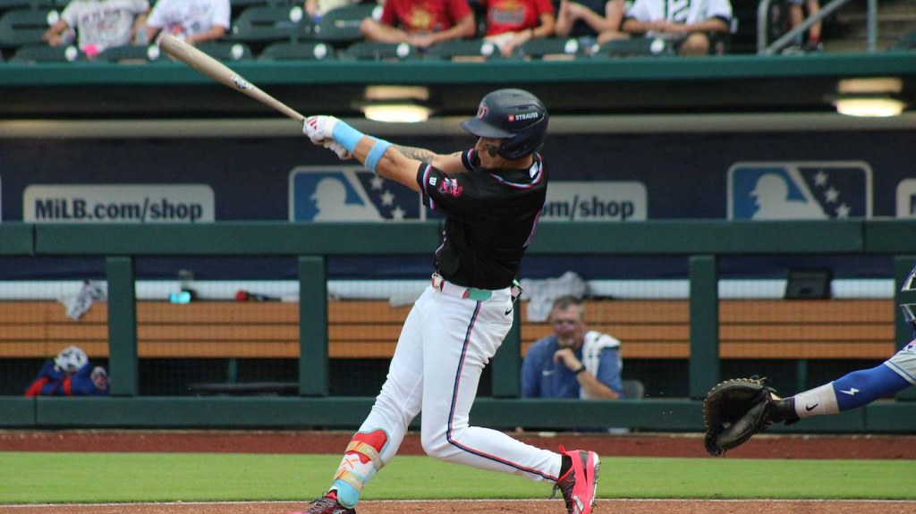Cam Cannarella leads the way with three hits in Jacksonville's 9-6 win over Scranton/Wilkes-Barre Wednesday afternoon. (Skylar Catherwood/Jacksonville Jumbo Shrimp)