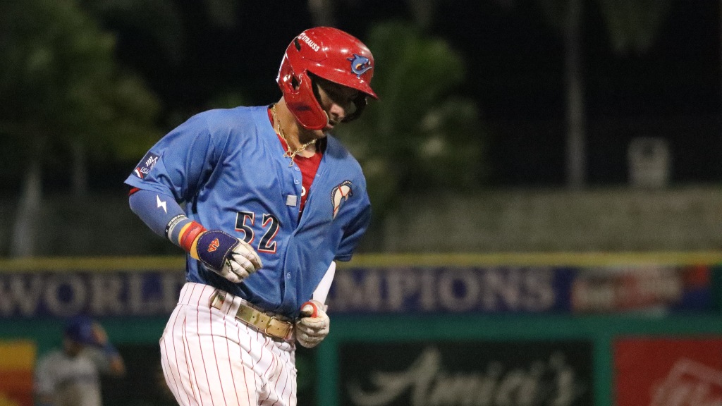 Phillies prospect Nolan Beltran rounds the bases after a go-ahead home run in a win for the Clearwater Threshers.