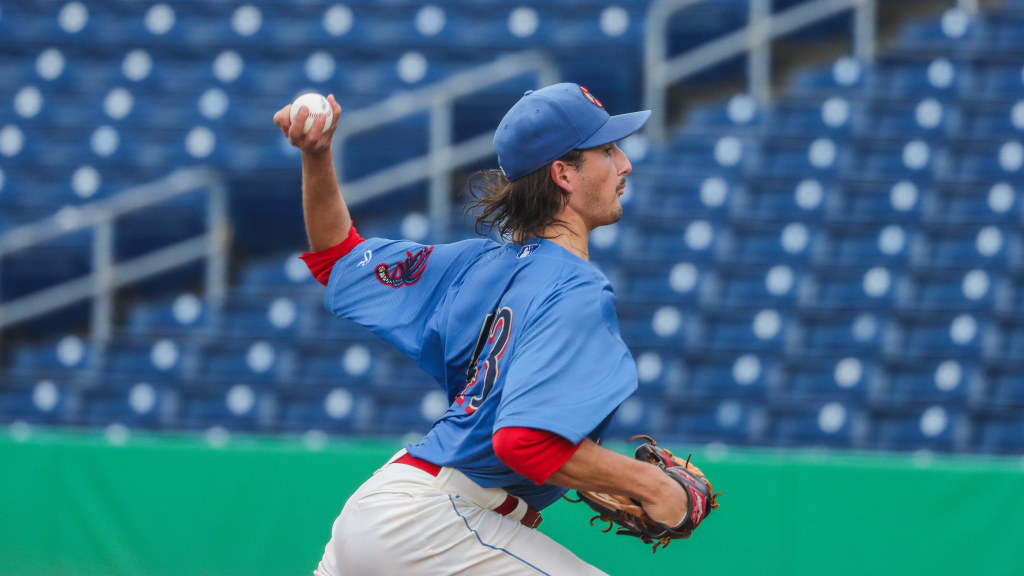 Phillies second-round pick Cade Obermueller fires in a strike during a home win for the Threshers.
