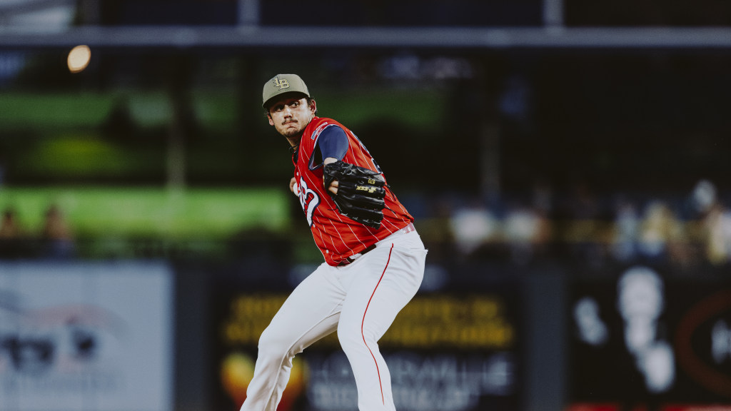 Zach McCambley hurls a pitch against St. Paul