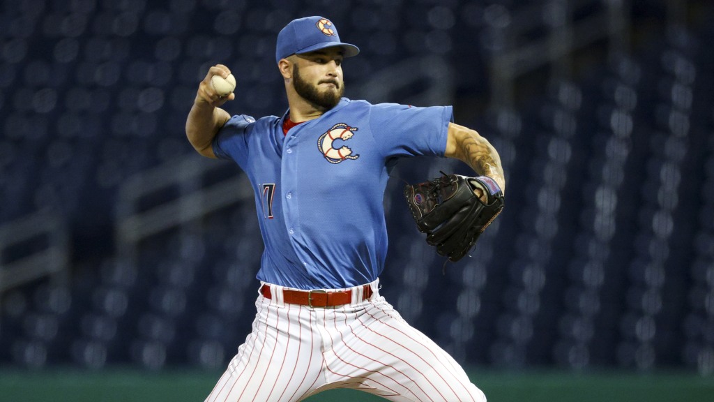 Phillies 17th-round pick Richie Cortese fires in a strike for the Threshers during a shutdown inning at BayCare Ballpark.