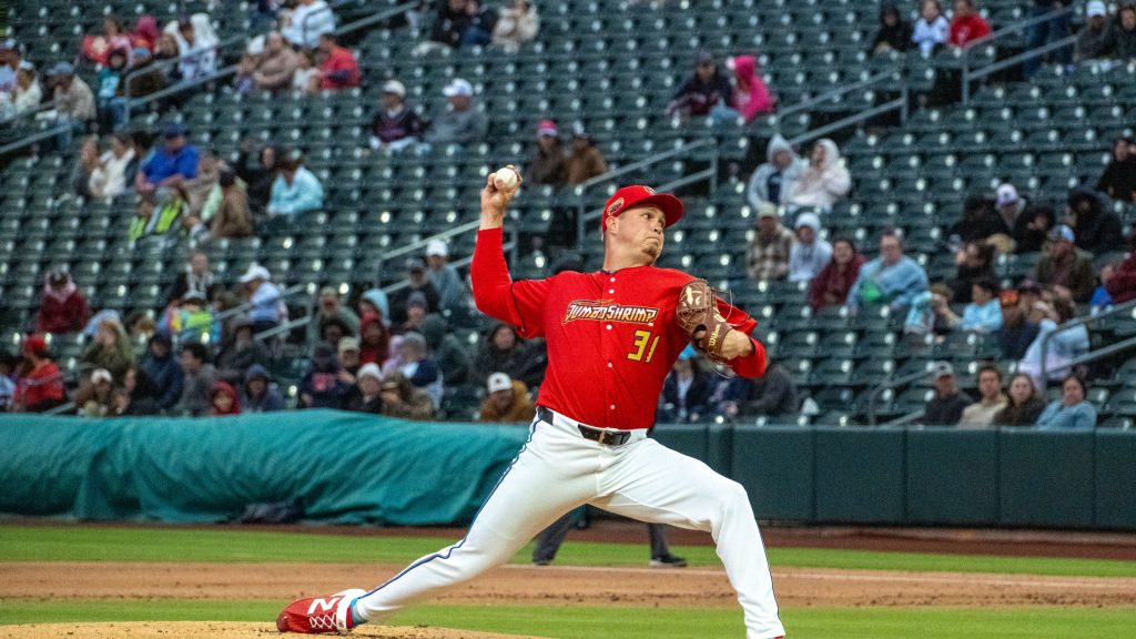 Bradley Blalock struck out seven in 5.2 scoreless innings on Tuesday at Durham. (Wyatt Lucovsky/Jacksonville Jumbo Shrimp)