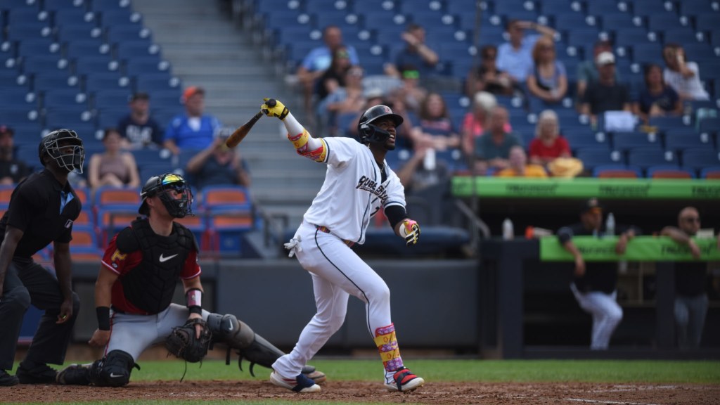 Angel Martinez went 2-for-4 with a home run and a double in his rehab game with Akron on Tuesday.
