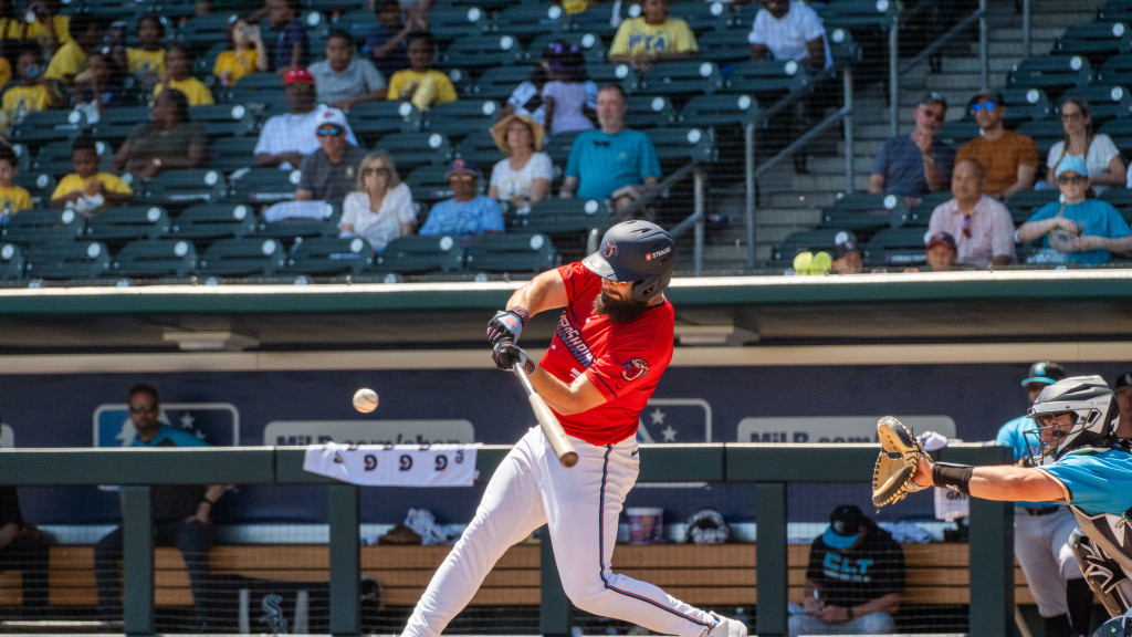 Matthew Etzel went 3-for-3 with a double, two walks, two runs scored and four RBIs in Sunday's win at Durham. (Wyatt Lucovsky/Jacksonville Jumbo Shrimp)