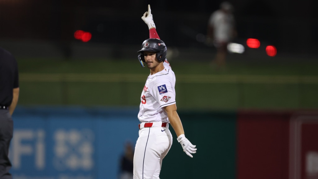 Charlie Pagliarini celebrated in the aftermath of his walk-off double.