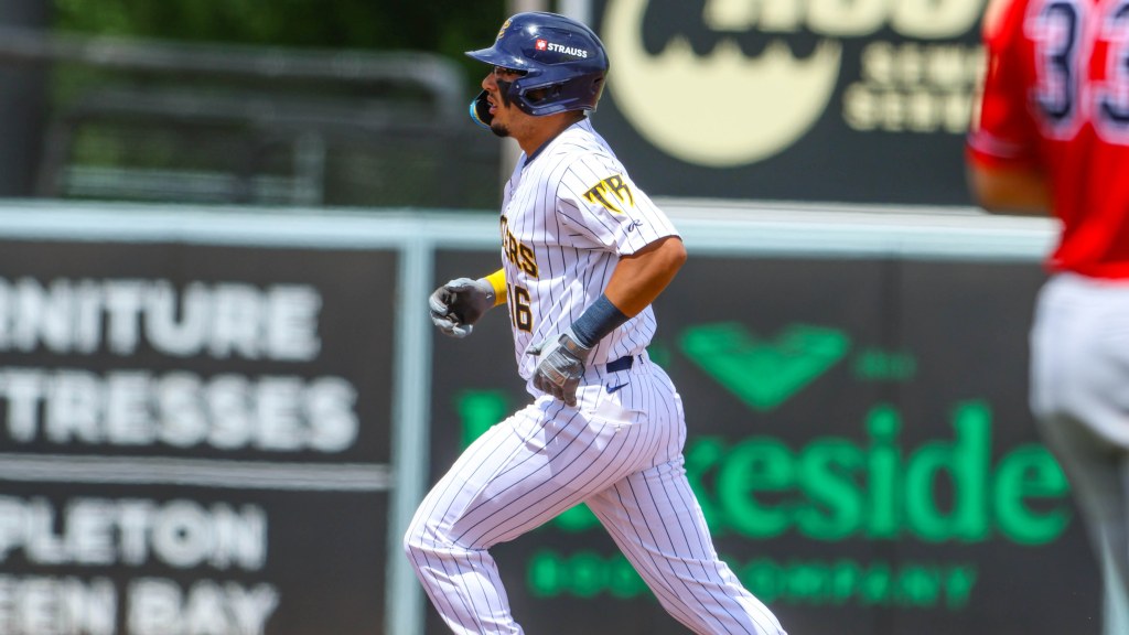 Luis Castillo circles the bases after hitting a two-run home run in the second inning on Sunday afternoon against the Peoria Chiefs.