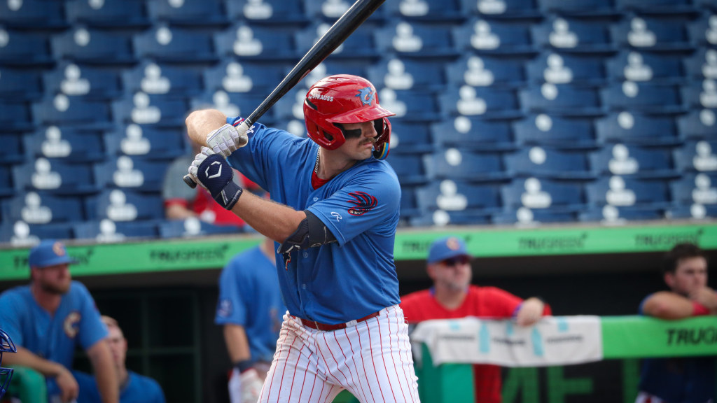 Phillies outfield prospect Jonathan Hogart gets ready in the batter's box during a Threshers win over Dunedin.