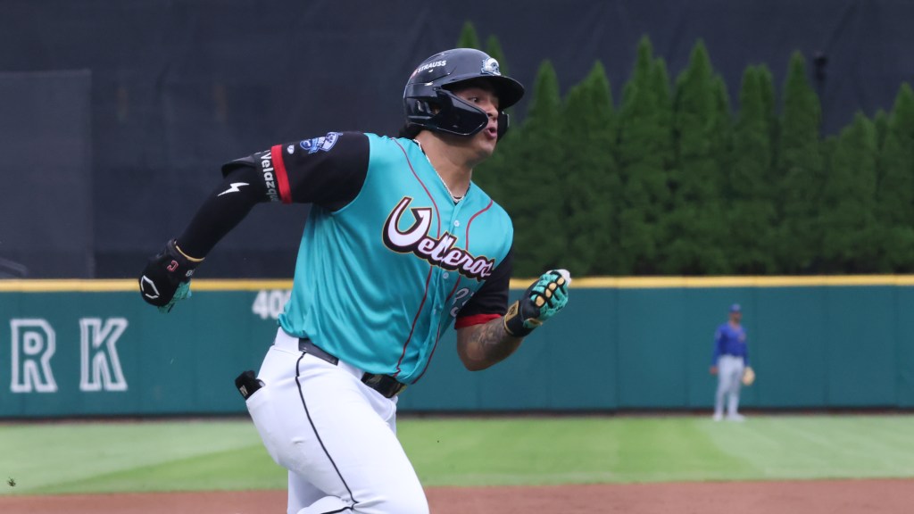 Ralphy Velazquez raced home with an inside-the-park homer Thursday