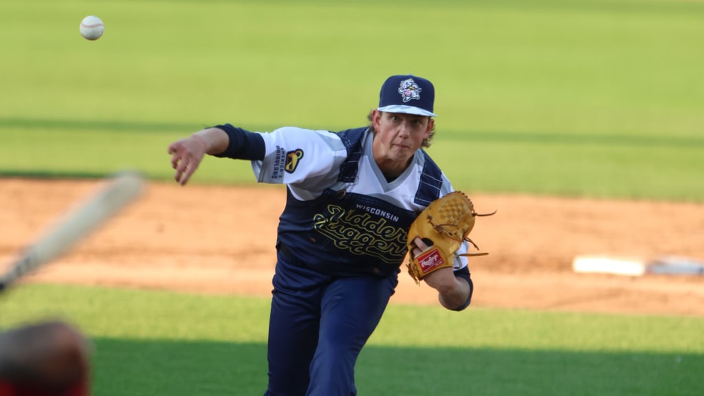 Ethan Dorchies allowed one run over seven innings to earn the win in Wisconsin's 9-1 victory over the Cedar Rapids Kernels.