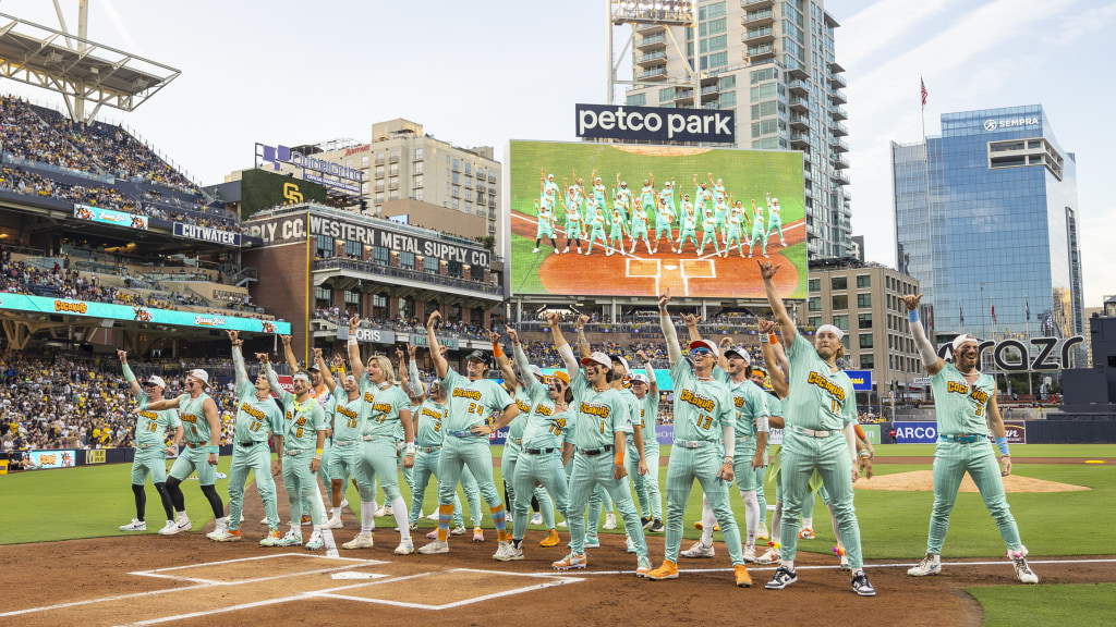 The Loco Beach Coconuts, shown playing at Petco Park in San Diego, will be one of the teams coming to Pensacola's Blue Wahoos Stadium on May 21-22 for the Savannah Bananas-Banana Ball World Tour