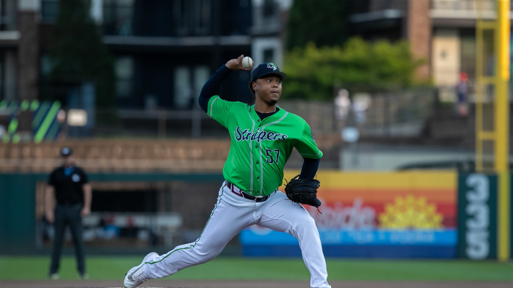Elieser Hernandez struck out three over 3.2 scoreless innings of relief for the Stripers on Sunday.