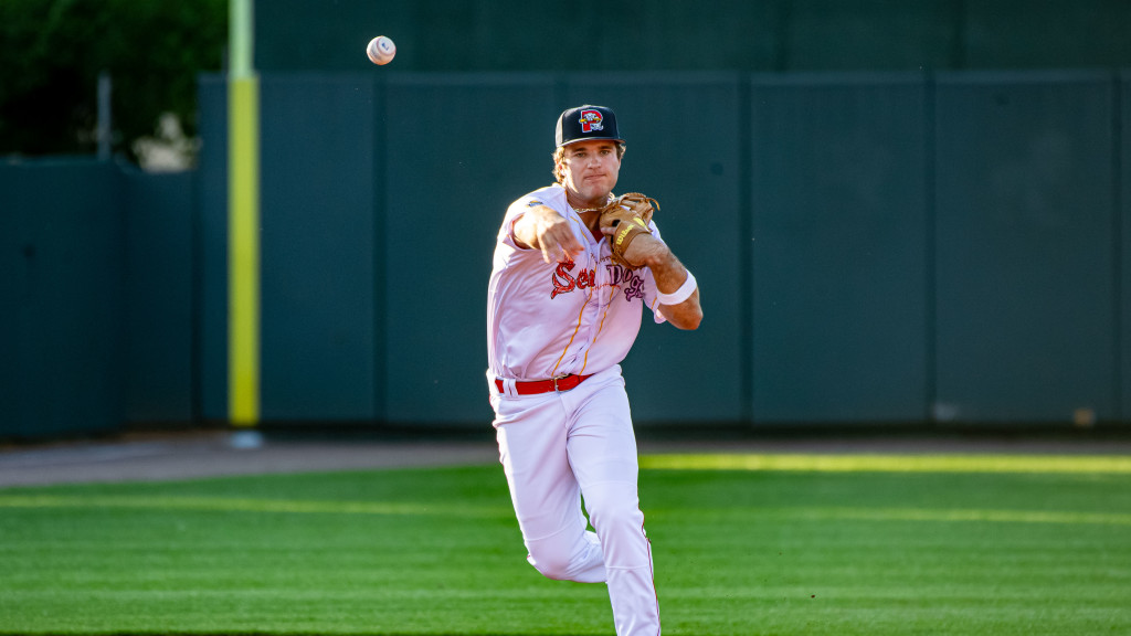 Red Sox #4 prospect Henry Godbout made his Double-A debut for the Sea Dogs at shortstop.