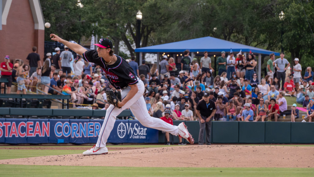 Brandon White ties a career-high with 11 strikeouts in Jacksonville's 5-3 win over Durham Friday night. (Wyatt Lucovsky/Jacksonville Jumbo Shrimp)