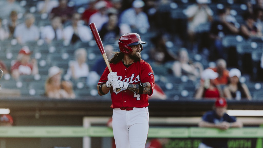 Michael Chavis smiles on during the game against Iowa,