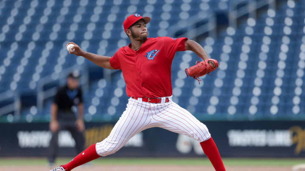 Phillies pitching prospect Luis Avila fires in a strike during a scoreless outing for the Clearwater Threshers.