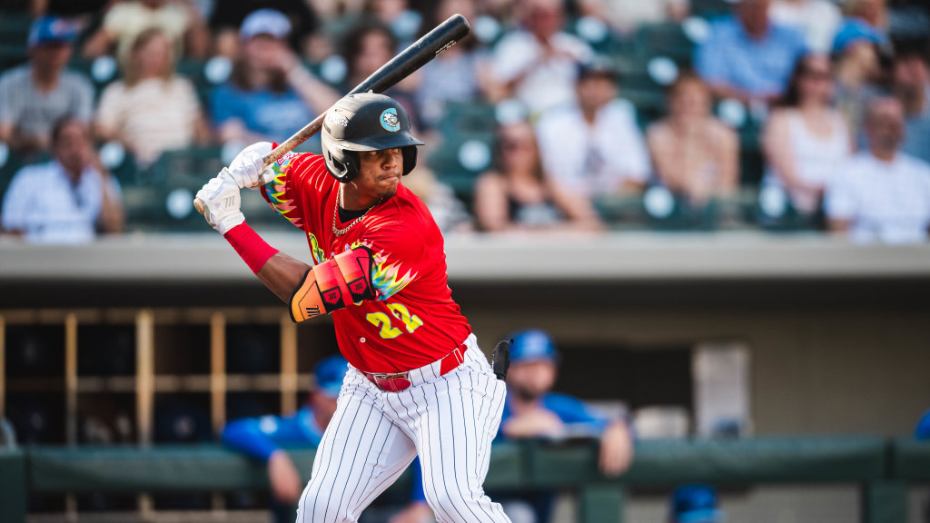 Junior Perez, wearing the Guacamayas de Charlotte jersey, hits his second Home Run in as many games.