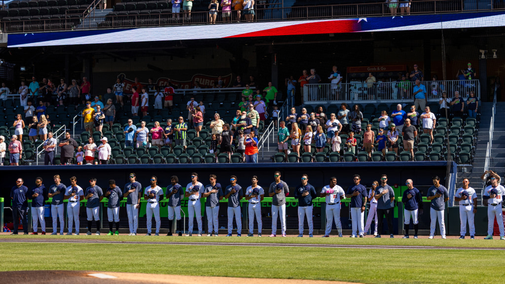 Spartanburgers line up for the national anthem.