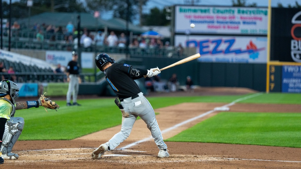 Jake Fox lines an RBI double to left as part of a three hit, three RBI night.