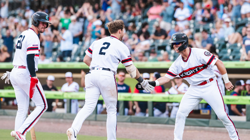 Andy Weber hits the first inside the park home run for the Knights this season